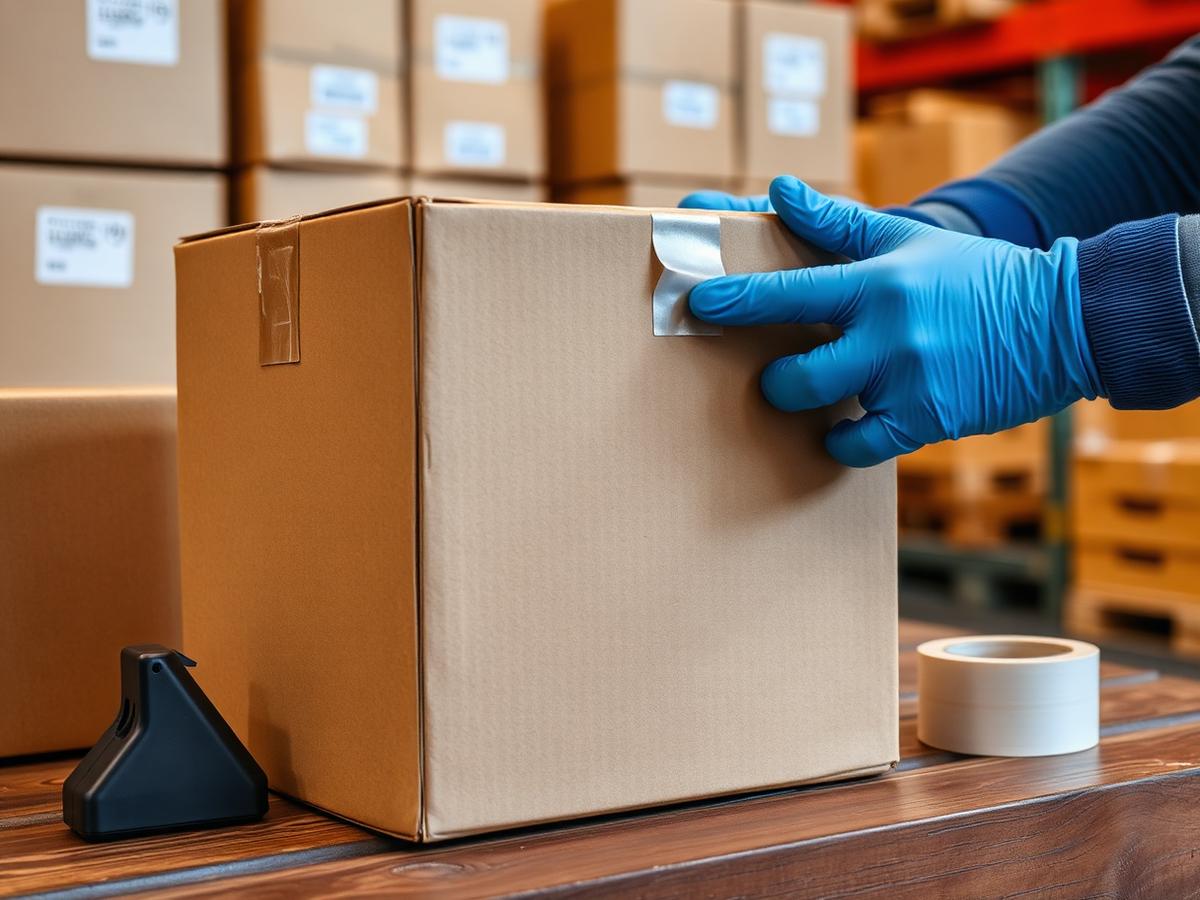 Packing station sealing a parcel